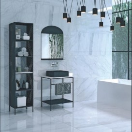 Тумба під раковину Devit Art 49x58. 5 см зі стільницею штучний камінь/метал білий/чорний 00500B