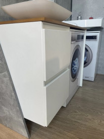 Тумба под раковину Fancy Marble Ali 1000 без раковины с боковой стенкой МДФ/шпон белый/дерево 14010012200