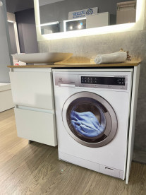 Тумба под раковину Fancy Marble Ali 1200 без раковины с боковой стенкой МДФ/шпон белый/дерево 14012012200