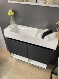 Тумба Fancy Marble Itaka із раковиною Trill 80 L/R МДФ графіт матовий 13808010200