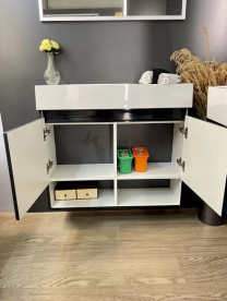 Тумба Fancy Marble Itaka із раковиною Trill 80 L/R МДФ графіт матовий 13808010200