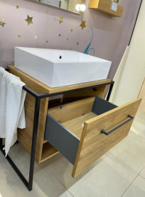 Тумба под раковину Fancy Marble Loft 75,5х50  см без раковины шпон/металл дуб 11107010600
