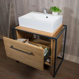 Тумба под раковину Fancy Marble Loft 75,5х50  см без раковины шпон/металл дуб 11107010600