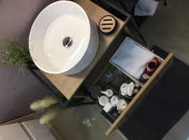 Тумба под раковину Fancy Marble Loft 75,5х50  см без раковины шпон/металл дуб 11107010600