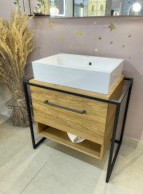 Тумба под раковину Fancy Marble Loft 75,5х50  см без раковины шпон/металл дуб 11107010600