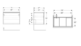 Тумба под раковину Geberit Acanto 74x47,5 см ДСП белый матовый 503.004.01.3
