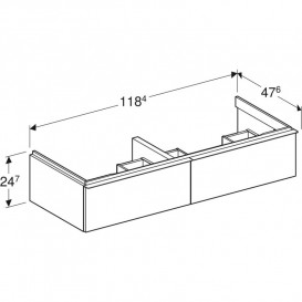 Тумба под раковину Geberit iCon 118,4x24,7x47,6 см ДСП песочно-серый глянцевый/ручка песочно-серый матовый 502.314.JL.1