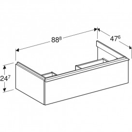 Тумба под раковину Geberit iCon 88,8x24,7x47,6 см ДСП белый глянцевый ручка хром глянцевый 502.312.01.2