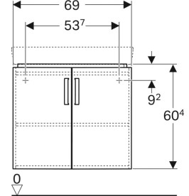Тумба под раковину Geberit Selnova Compact 69x55 см ДСП белый матовый/белый глянцевый 501.486.00.1