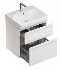 Тумба под раковину Geberit Smyle Square 58,4х47 см подвесная ДСП белый глянец 500.352.00.1