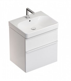 Тумба под раковину Geberit Smyle Square 58,4х47 см подвесная ДСП белый глянец 500.352.00.1