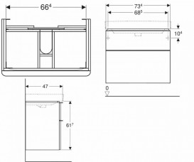 Тумба під раковину Geberit Smyle Square 73,4х47 см підвісна ДСП темний горіх 500.353.JR.1