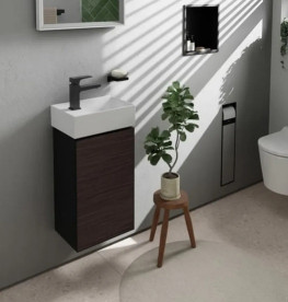 Тумба під раковину Hansgrohe Xevolos E 34х25 см петлі зліва сланцево-сірий матовий/темний дуб 54168730