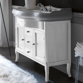 Тумба под раковину Kerasan Retro 100 см массив дерева белый матовый 734730