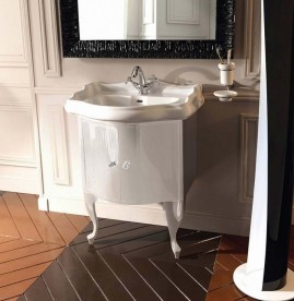 Тумба под раковину Kerasan Retro 69 см белый  глянцевый ручки кристалл хром 7361K5