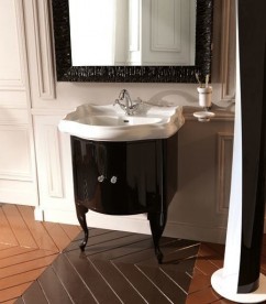 Тумба под раковину Kerasan Retro 69 см чёрный глянцевый ручки кристалл хром 7361K1