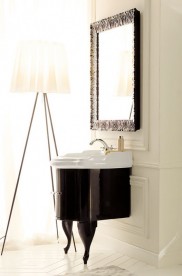 Тумба під раковину Kerasan Retro 69 см чорний глянсовий ручки кристал золото 7361K2