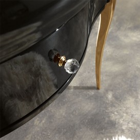 Тумба під раковину Kerasan Retro 69 см чорний глянсовий ручки кристал золото 7361K2