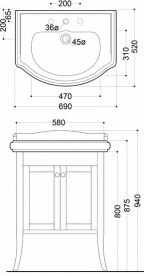 Тумба під раковину Kerasan Retro 69 см масив дерева горіх 735140