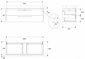Тумба под раковину Kolo Life 120 с двумя ящиками белый глянец 89462000