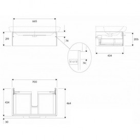 Тумба під раковину Kolo Life 70 сірий глянець 89467000