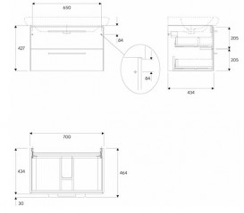 Тумба под раковину Kolo Life 70 серый глянец 89468000