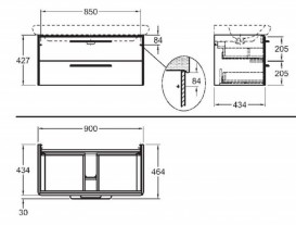 Тумба під раковину Kolo Life 90 сірий глянець 89470000