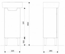 Тумба під раковину Kolo Rekord 32,5х28,5 см білий глянець / венге 89542000