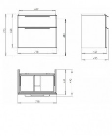 Тумба под раковину Kolo Traffic 75 с двумя ящиками серый дуб 89526000