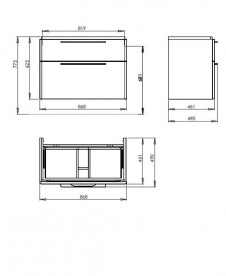 Тумба під раковину Kolo Traffic 75 з двома ящиками сірий дуб 89527000