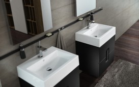 Тумба під раковину Kolo Twins 50 з двома ящиками чорний матовий 89491000