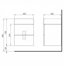 Тумба під раковину Kolo Twins 50 з двома ящиками чорний матовий 89491000