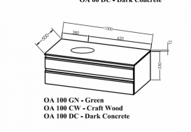 Тумба під раковину Kolpa San Alexis 100 1000x500x342 мм МДФ темний бетон стільниця Kerrock 546280