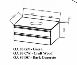 Тумба под раковину Kolpa San Alexis OA 80 800x500x342 мм МДФ темный бетон столешница Kerrock 547190