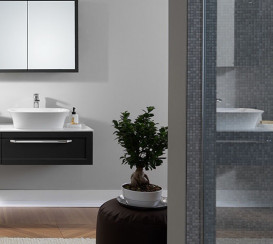 Тумба под раковину Kolpa San Blanche OB 75 подвесная 53х75х29.2 см МДФ/ДСП антрацит со столешницей Kerrock белый 547690