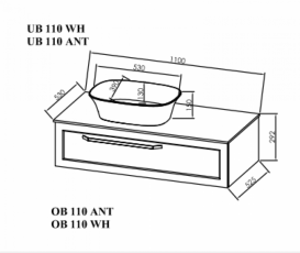 Тумба под раковину Kolpa San Blanche OB 110 подвесная 53х110х29.2 см МДФ/ДСП со столешницей Kerrock белый 547700