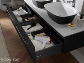 Тумба под раковину Kolpa San Blanche OB 150 подвесная 53х150х29.2 см МДФ/ДСП со столешницей Kerrock белый 547720