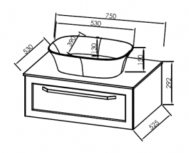Тумба под раковину Kolpa San Blanche OB 75 подвесная ДСП с 3D пленкой антрацит 561530