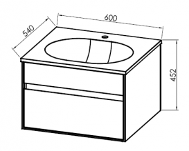 Тумба під раковину Kolpa San Donna OD 60 підвісна МДФ бежевий/білий 528780
