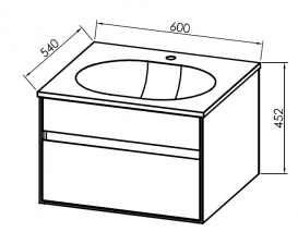 Тумба под раковину Kolpa San Donna OD 60 подвесная МДФ черный/белый 528800