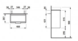 Тумба под раковину Laufen Base 46х26,7 см петли слева МДФ белый матовый H4021011102601