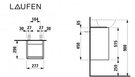 Тумба под раковину Laufen Base подвесная 27,7х29,6 см петли справа МДФ серый H4030141102661