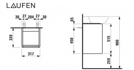 Тумба под раковину Laufen Base подвесная 31,7х33,9 см петли справа МДФ серый H4030221102661