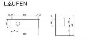 Тумба під раковину Laufen Boutique 120х38х36 см виріз зліва ЛДСП/МДФ світлий дуб H4090311502501