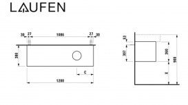Тумба під раковину Laufen Boutique 120х38х36 см виріз праворуч ЛДСП/МДФ дуб H4090321502501