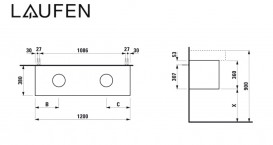 Тумба під раковину Laufen Boutique 120х38х36 см виріз праворуч та ліворуч ЛДСП/МДФ світлий дуб H4090341502501