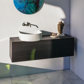 Тумба під раковину Laufen Boutique 120х50х43 см виріз зліва ЛДСП/МДФ темний дуб H4090511502511