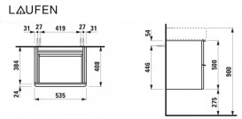 Тумба под раковину Laufen Space подвесная 53,5х40,8 см HPL темный вяз H4101221601031