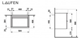 Тумба под раковину Laufen Space подвесная 58,4х40,8 см HPL светлый орех H4101421601011