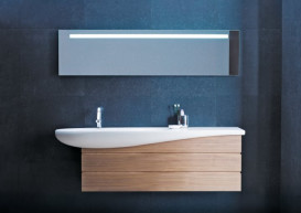 Тумба под раковину Laufen IL Bagno Alessi One 135х32х49 см шпон грецкий орех H4243600976301